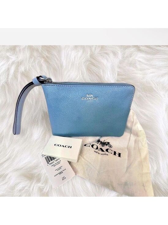 Coach Handbags - Coach Sky Blue Wristlet NWT and Dust bag.